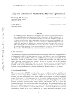 Long-run Behaviour of Multi-fidelity Bayesian Optimisation