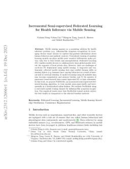 Incremental Semi-supervised Federated Learning for Health Inference via
  Mobile Sensing