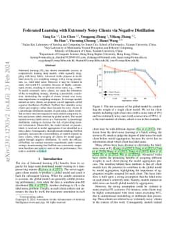 Federated Learning with Extremely Noisy Clients via Negative
  Distillation