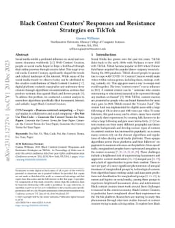 Black Content Creators' Responses and Resistance Strategies on TikTok