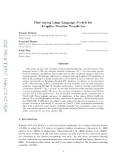 Fine-tuning Large Language Models for Adaptive Machine Translation