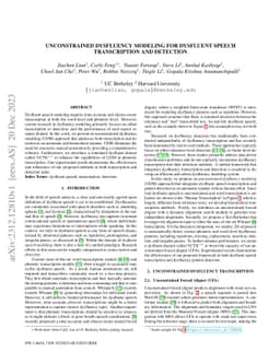 Unconstrained Dysfluency Modeling for Dysfluent Speech Transcription and
  Detection
