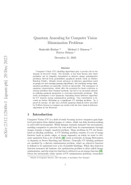 Quantum Annealing for Computer Vision Minimization Problems