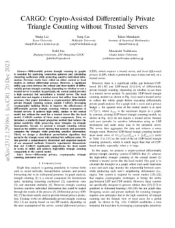 CARGO: Crypto-Assisted Differentially Private Triangle Counting without
  Trusted Servers