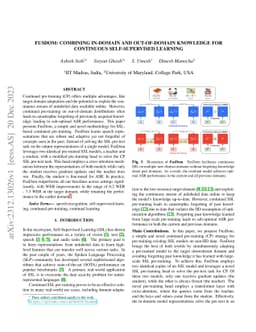 FusDom: Combining In-Domain and Out-of-Domain Knowledge for Continuous
  Self-Supervised Learning