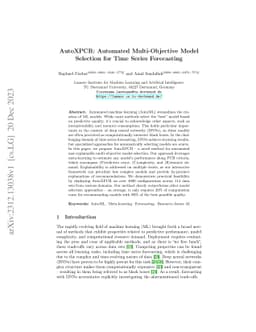 AutoXPCR: Automated Multi-Objective Model Selection for Time Series
  Forecasting