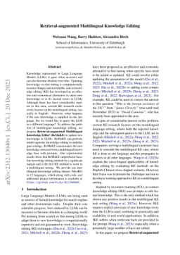 Retrieval-augmented Multilingual Knowledge Editing