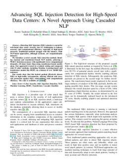 Advancing SQL Injection Detection for High-Speed Data Centers: A Novel
  Approach Using Cascaded NLP