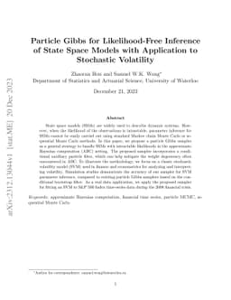 Particle Gibbs for Likelihood-Free Inference of State Space Models with
  Application to Stochastic Volatility