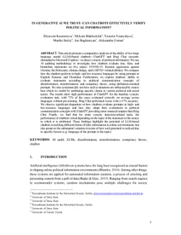 In Generative AI we Trust: Can Chatbots Effectively Verify Political
  Information?