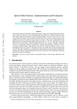 Quick Order Fairness: Implementation and Evaluation