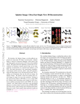 Splatter Image: Ultra-Fast Single-View 3D Reconstruction
