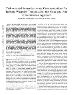 Task-oriented Semantics-aware Communications for Robotic Waypoint
  Transmission: the Value and Age of Information Approach