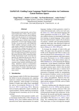 LlaMaVAE: Guiding Large Language Model Generation via Continuous Latent
  Sentence Spaces