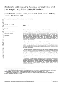 Benchmarks for Retrospective Automated Driving System Crash Rate
  Analysis Using Police-Reported Crash Data