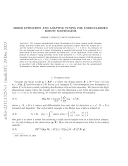Error estimation and adaptive tuning for unregularized robust
  M-estimator