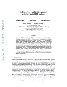 Independent Mechanism Analysis and the Manifold Hypothesis