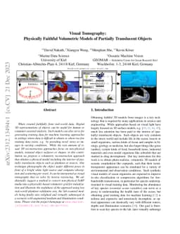 Visual Tomography: Physically Faithful Volumetric Models of Partially
  Translucent Objects