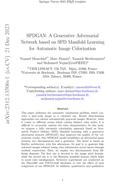 SPDGAN: A Generative Adversarial Network based on SPD Manifold Learning for Automatic Image Colorization