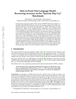 How to Prune Your Language Model: Recovering Accuracy on the "Sparsity
  May Cry'' Benchmark