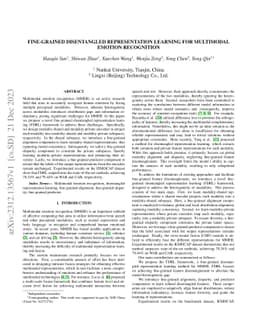 Fine-grained Disentangled Representation Learning for Multimodal Emotion
  Recognition