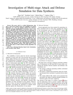 Investigation of Multi-stage Attack and Defense Simulation for Data
  Synthesis
