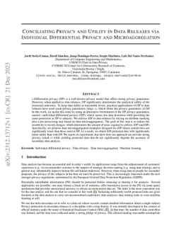 Conciliating Privacy and Utility in Data Releases via Individual
  Differential Privacy and Microaggregation