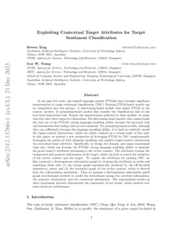 Exploiting Contextual Target Attributes for Target Sentiment
  Classification