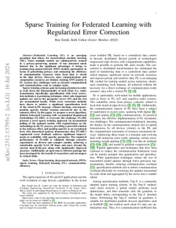 Sparse Training for Federated Learning with Regularized Error Correction