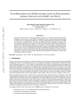 SyncDreamer for 3D Reconstruction of Endangered Animal Species with NeRF
  and NeuS