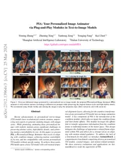 PIA: Your Personalized Image Animator via Plug-and-Play Modules in
  Text-to-Image Models