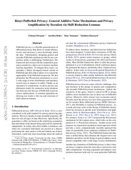 Rényi Pufferfish Privacy: General Additive Noise Mechanisms and
  Privacy Amplification by Iteration