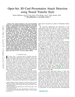 Open-Set: ID Card Presentation Attack Detection using Neural Transfer
  Style