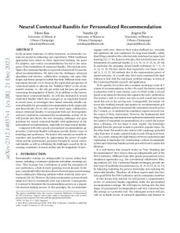 Neural Contextual Bandits for Personalized Recommendation