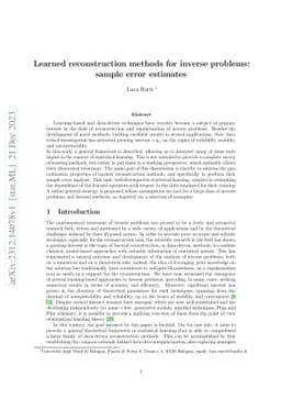 Learned reconstruction methods for inverse problems: sample error
  estimates