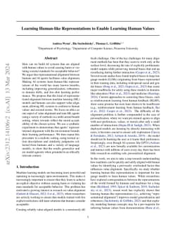 Learning Human-like Representations to Enable Learning Human Values
