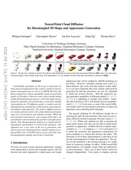 Neural Point Cloud Diffusion for Disentangled 3D Shape and Appearance
  Generation