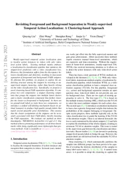 Revisiting Foreground and Background Separation in Weakly-supervised
  Temporal Action Localization: A Clustering-based Approach