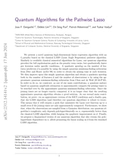 Quantum Algorithms for the Pathwise Lasso