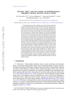 Dynamic Topic Language Model on Heterogeneous Children's Mental Health
  Clinical Notes