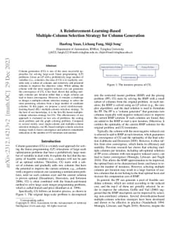 A Reinforcement-Learning-Based Multiple-Column Selection Strategy for
  Column Generation