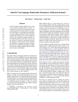 SimLM: Can Language Models Infer Parameters of Physical Systems?