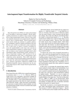 AutoAugment Input Transformation for Highly Transferable Targeted
  Attacks