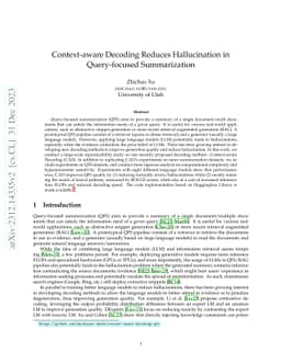 Context-aware Decoding Reduces Hallucination in Query-focused
  Summarization