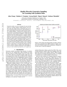 Quality-Diversity Generative Sampling for Learning with Synthetic Data
