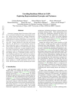Unveiling Backbone Effects in CLIP: Exploring Representational Synergies
  and Variances