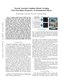Towards Assessing Compliant Robotic Grasping from First-Object
  Perspective via Instrumented Objects