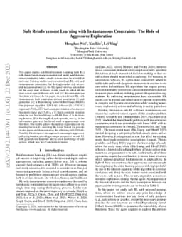 Safe Reinforcement Learning with Instantaneous Constraints: The Role of
  Aggressive Exploration