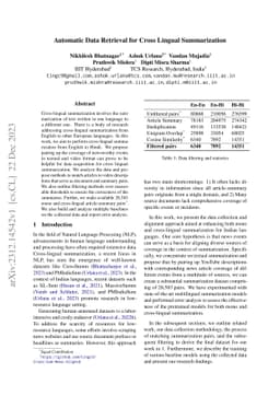 Automatic Data Retrieval for Cross Lingual Summarization