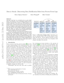 Data is Moody: Discovering Data Modification Rules from Process Event
  Logs